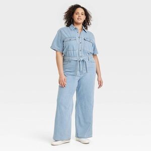 Women's Short Sleeve Jumpsuit - Universal Thread Light Wash 17